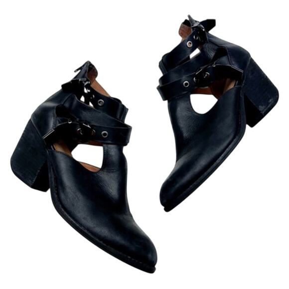 Jeffrey Campbell Black Leather Everwell Ankle Booties Size 7.5 - Picture 1 of 11